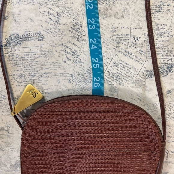 Americana by Sharif Crossbody Purse Handbag Black Leather And Fabric USA Made - Picture 10 of 10